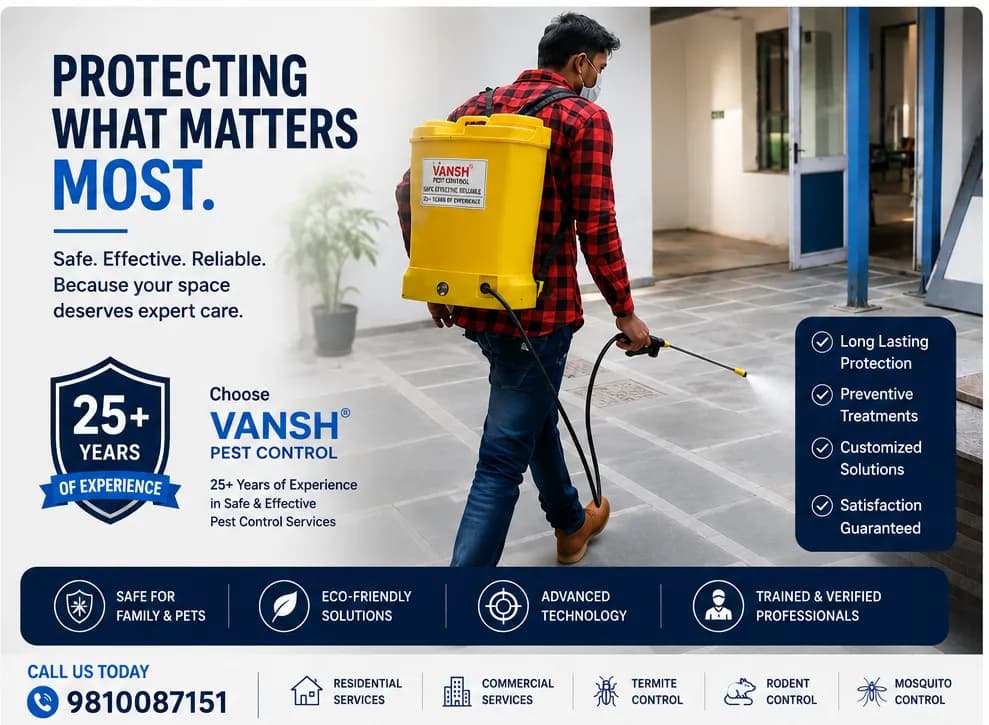 Vansh Pest Control certified technician applying targeted low-odour formulation